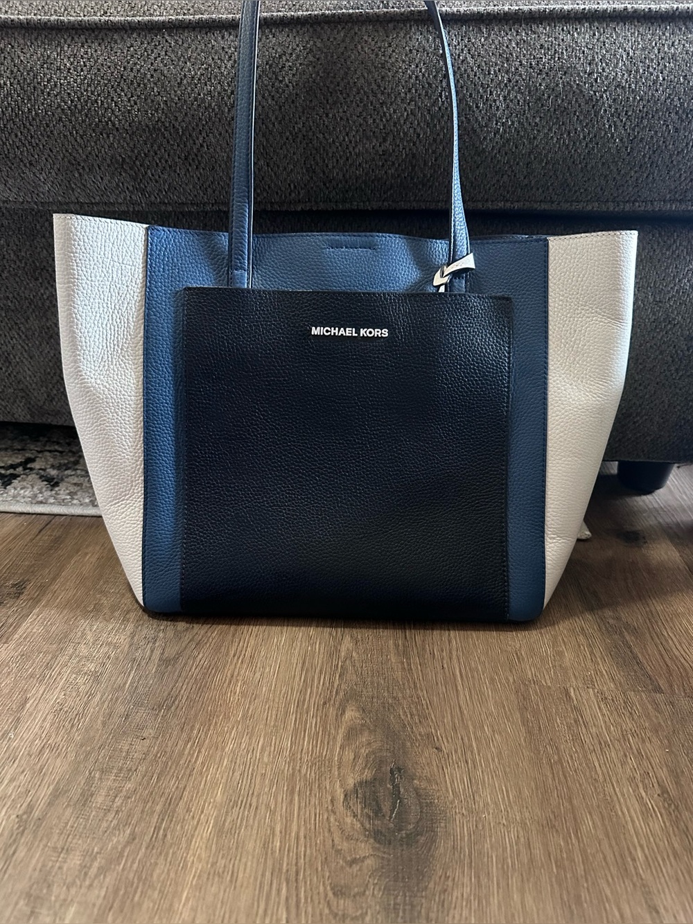 Michael Kors Navy, White and Black Colorblock Tote